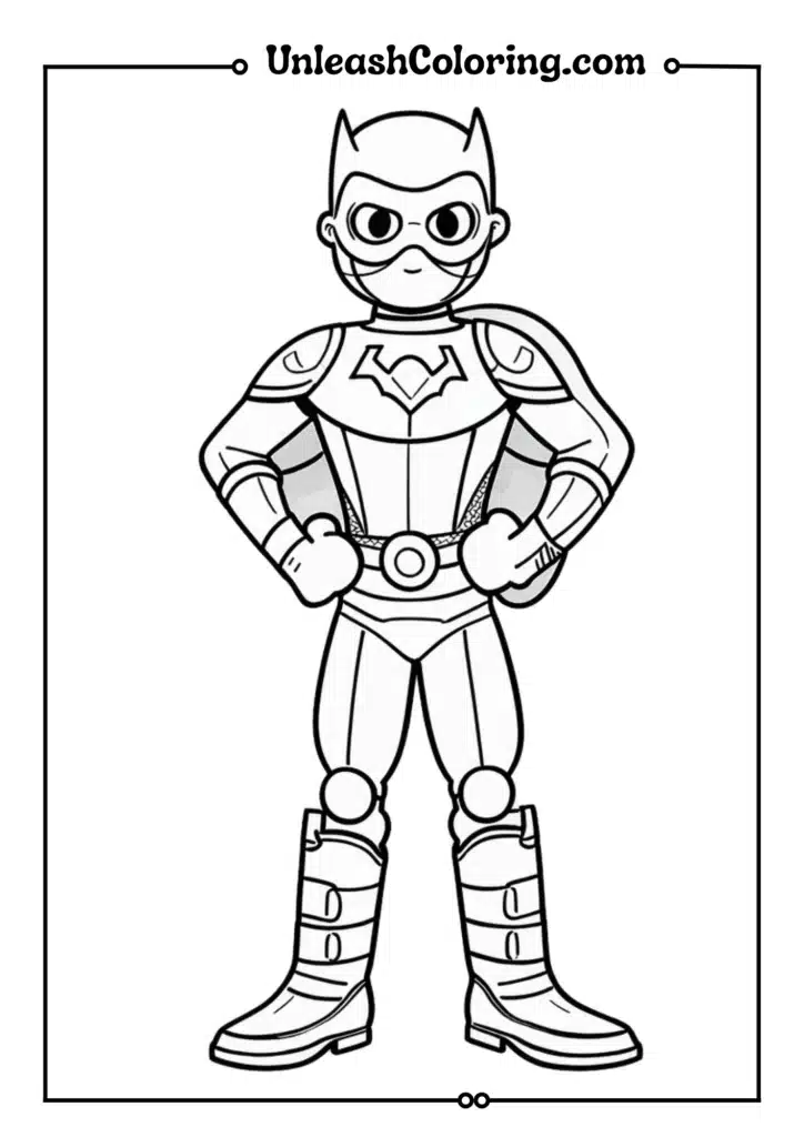 A masked superhero with gloves and boots