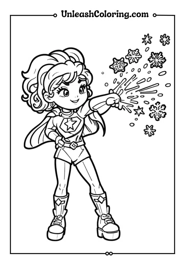 A superhero girl with ice powers