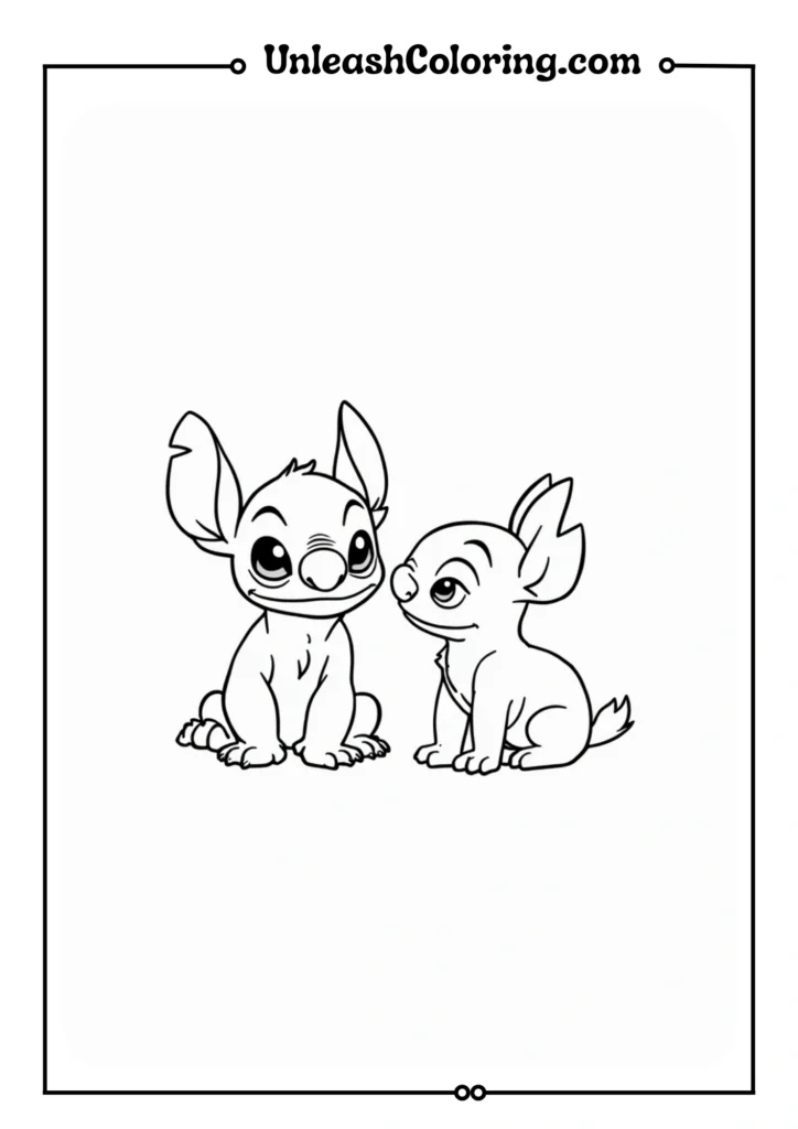 Stitch in a family-portrait style outline with Lilo