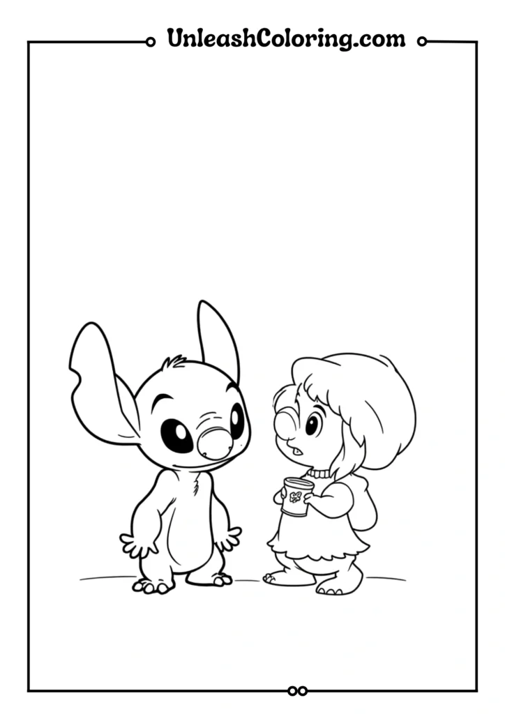 Stitch meeting a confused tourist