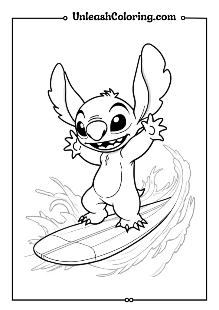 Stitch surfing on a large wave