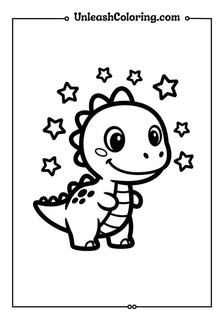 A cheerful baby dinosaur